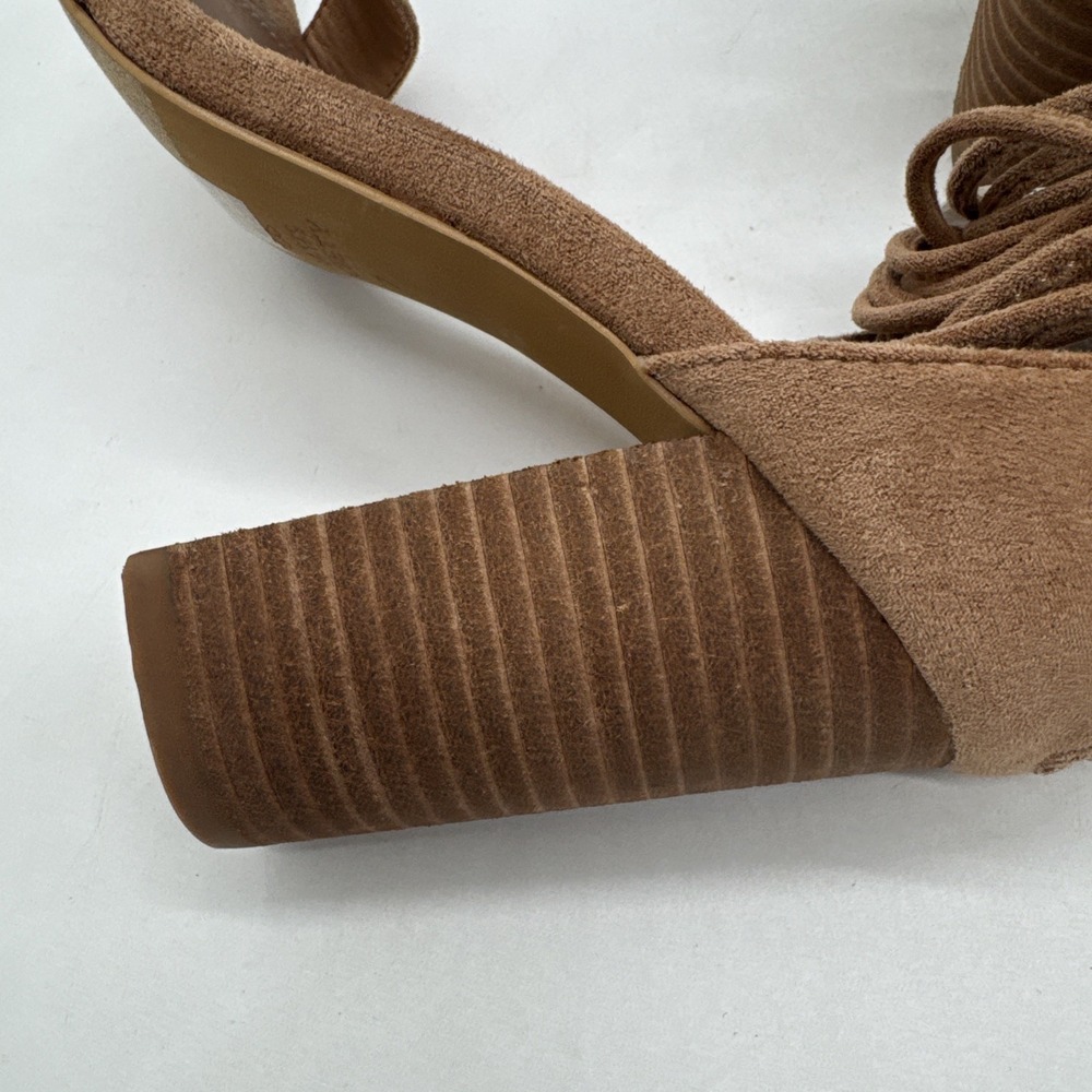 Oasis Society Tan Brown 4" Chunky Heels Zip Back Leather NEW Size 7 - Picture 7 of 8